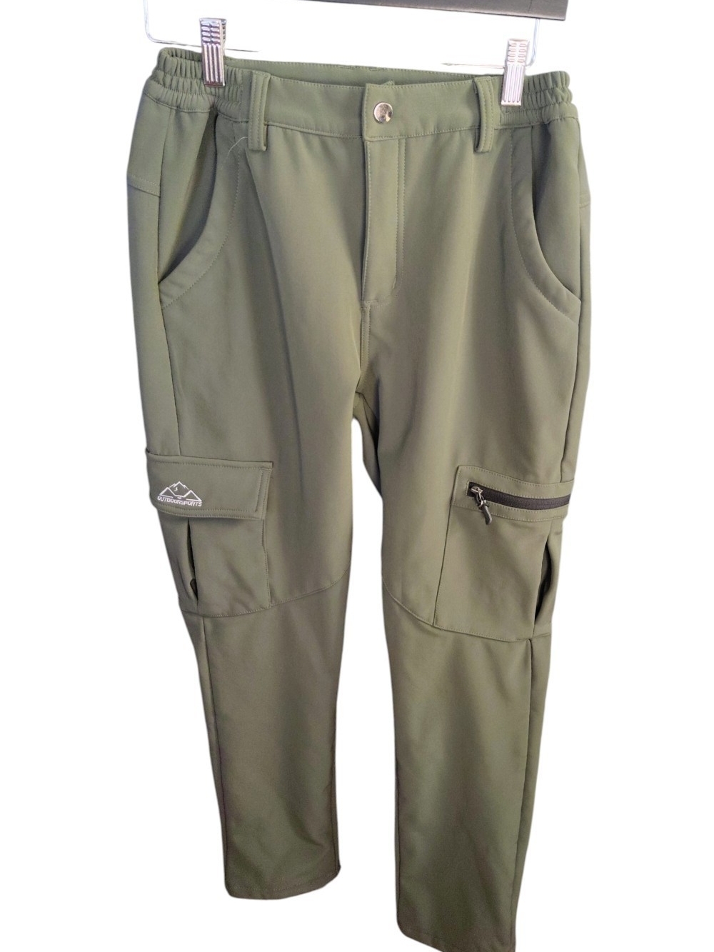 Women's Olive Green Straight-Leg Hiking Cargo Pants Size Small